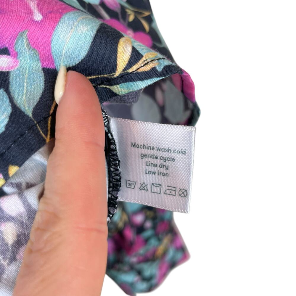 Roller Rabbit Manusa Glenda Colorful Floral Long Sleeve Cotton Popover Top - Picture 14 of 14